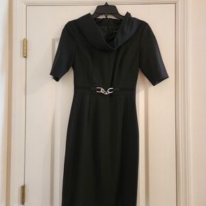 ANTONIO MELANI Black Midi Dress with Silver Buckle